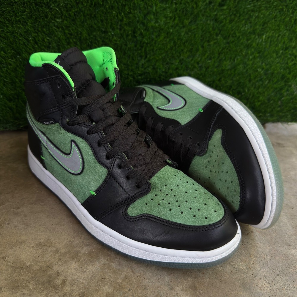 Vintage 2020 Nike Air Jordan 1 High Zoom Zen Green Streetwear Black Size 10